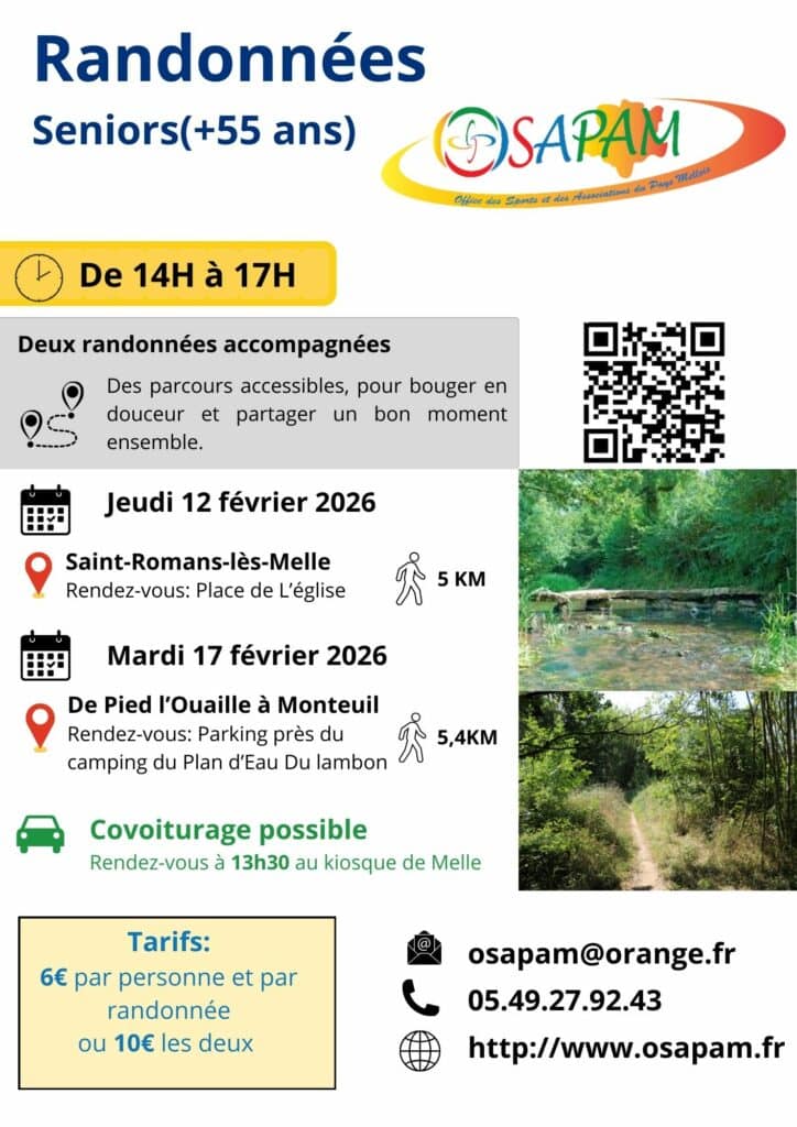 Rndonnées organisées par l'OSAPAM lors des vacances de février 2026